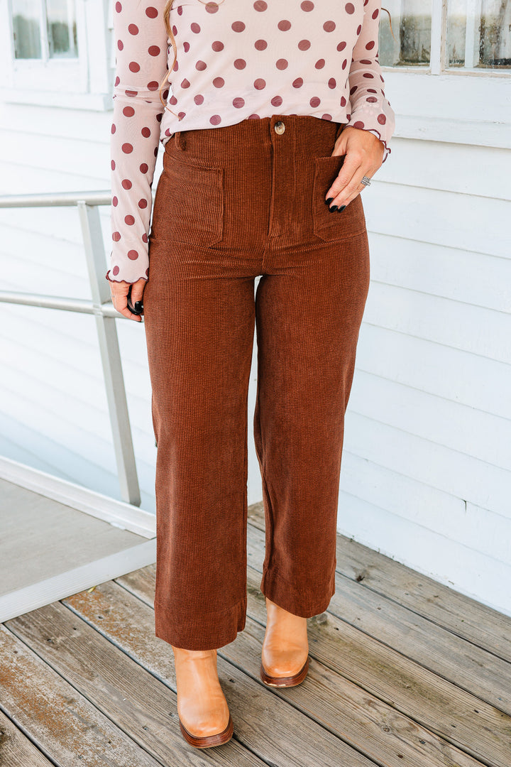 Ellery Stretch Corduroy Crop Pants - Brown