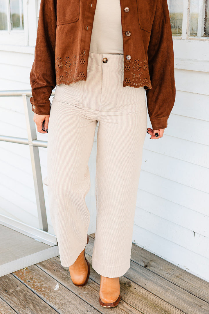 Ellery Stretch Corduroy Crop Pants - Ecru