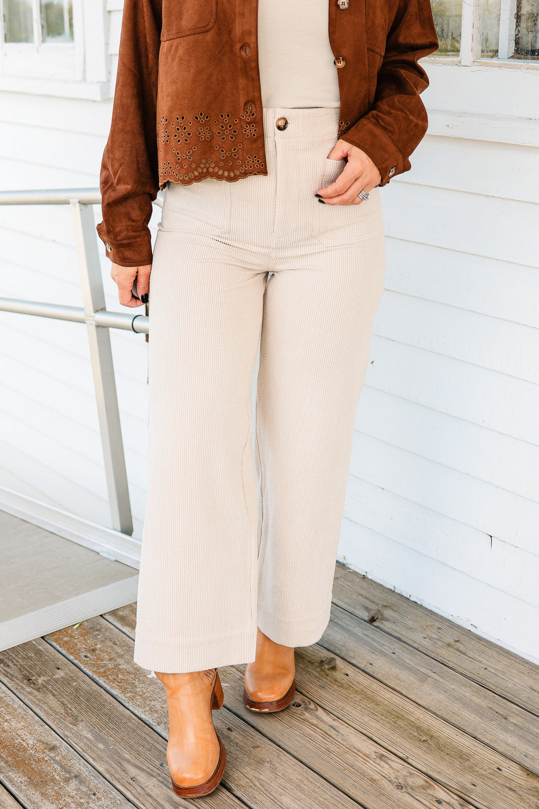 Ellery Stretch Corduroy Crop Pants - Ecru