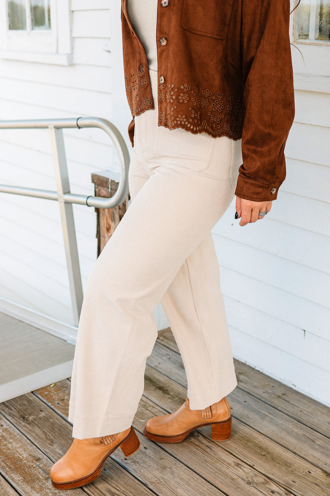 Ellery Stretch Corduroy Crop Pants - Ecru