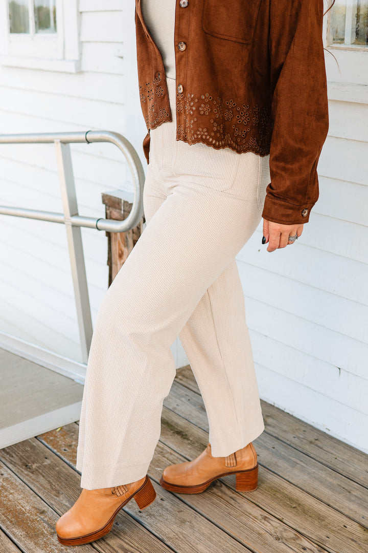 Ellery Stretch Corduroy Crop Pants - Ecru