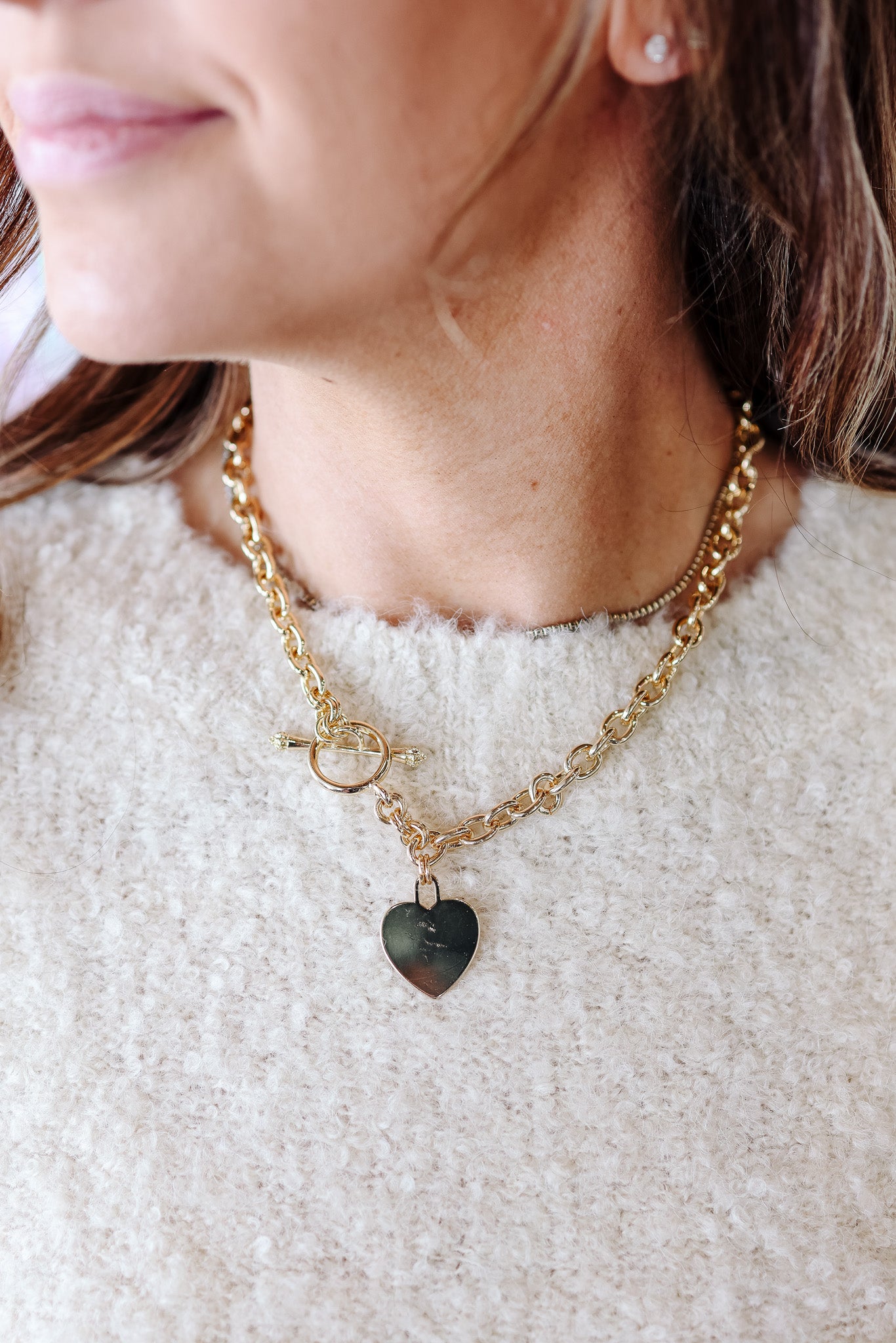 Heart Lock Pendant Necklace - Gold
