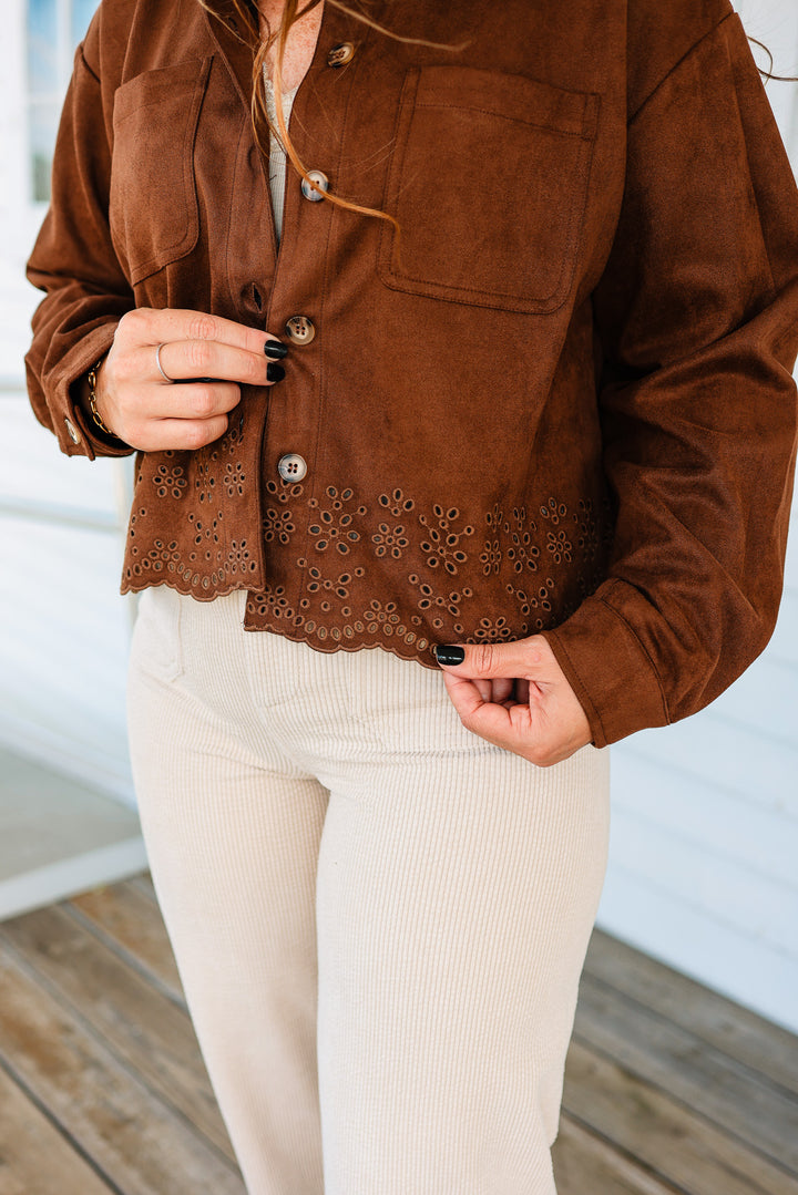 Faith Faux Suede Jacket - Chocolate