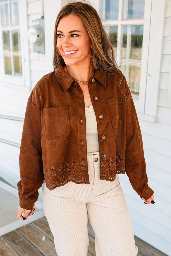 Faith Faux Suede Jacket - Chocolate