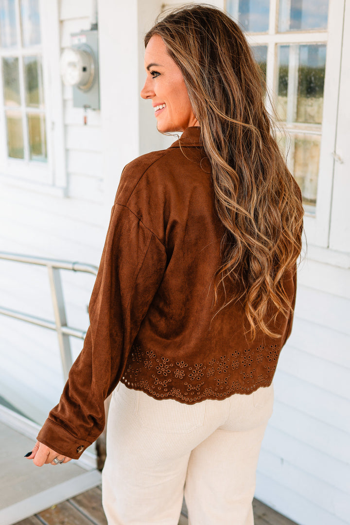 Faith Faux Suede Jacket - Chocolate