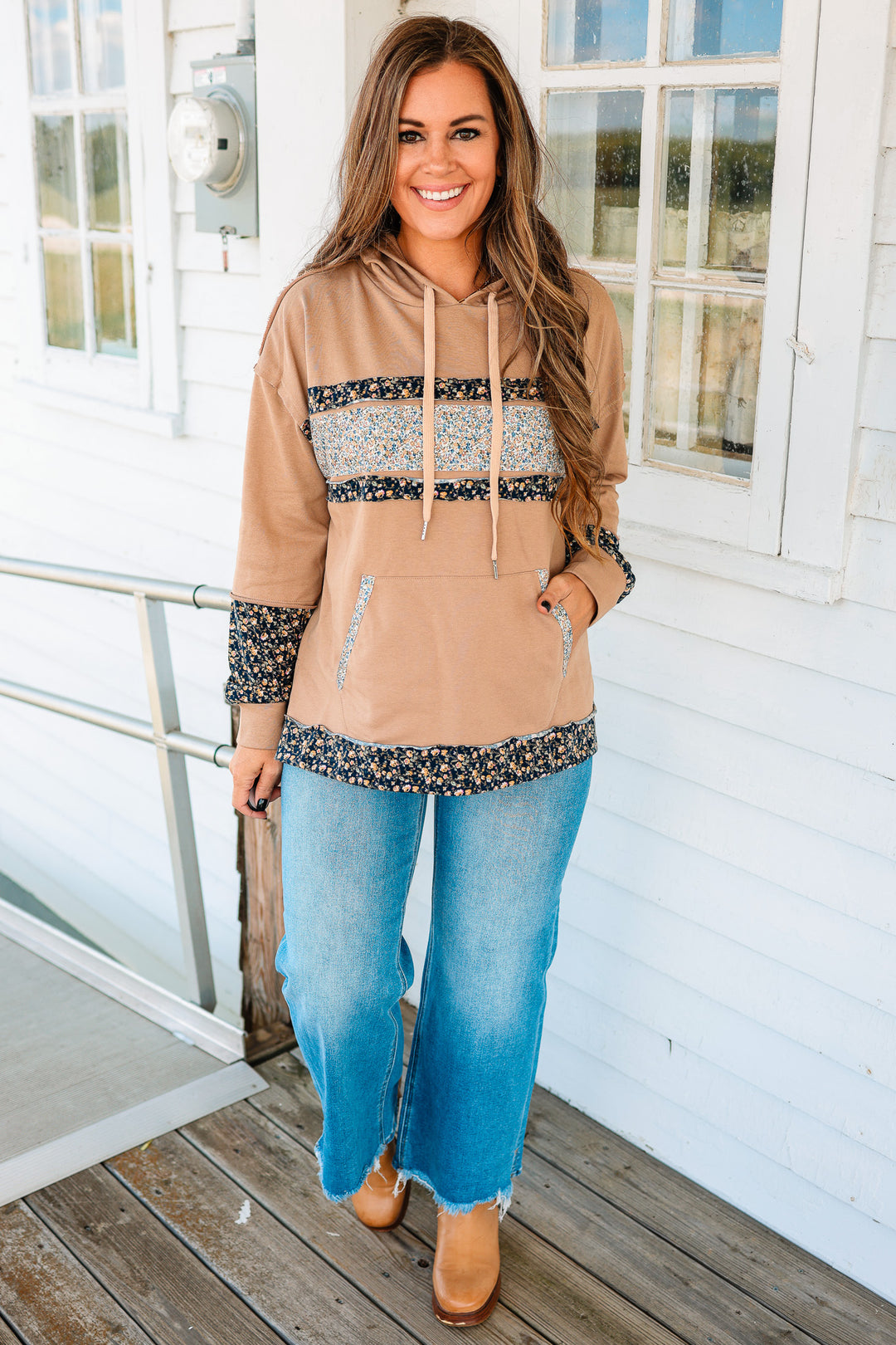 Farrah Floral Color Block Hoodie