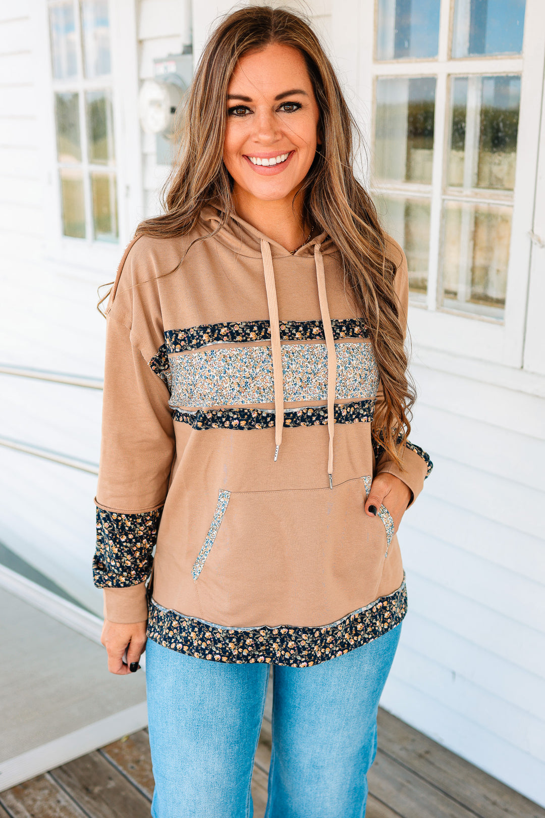 Farrah Floral Color Block Hoodie
