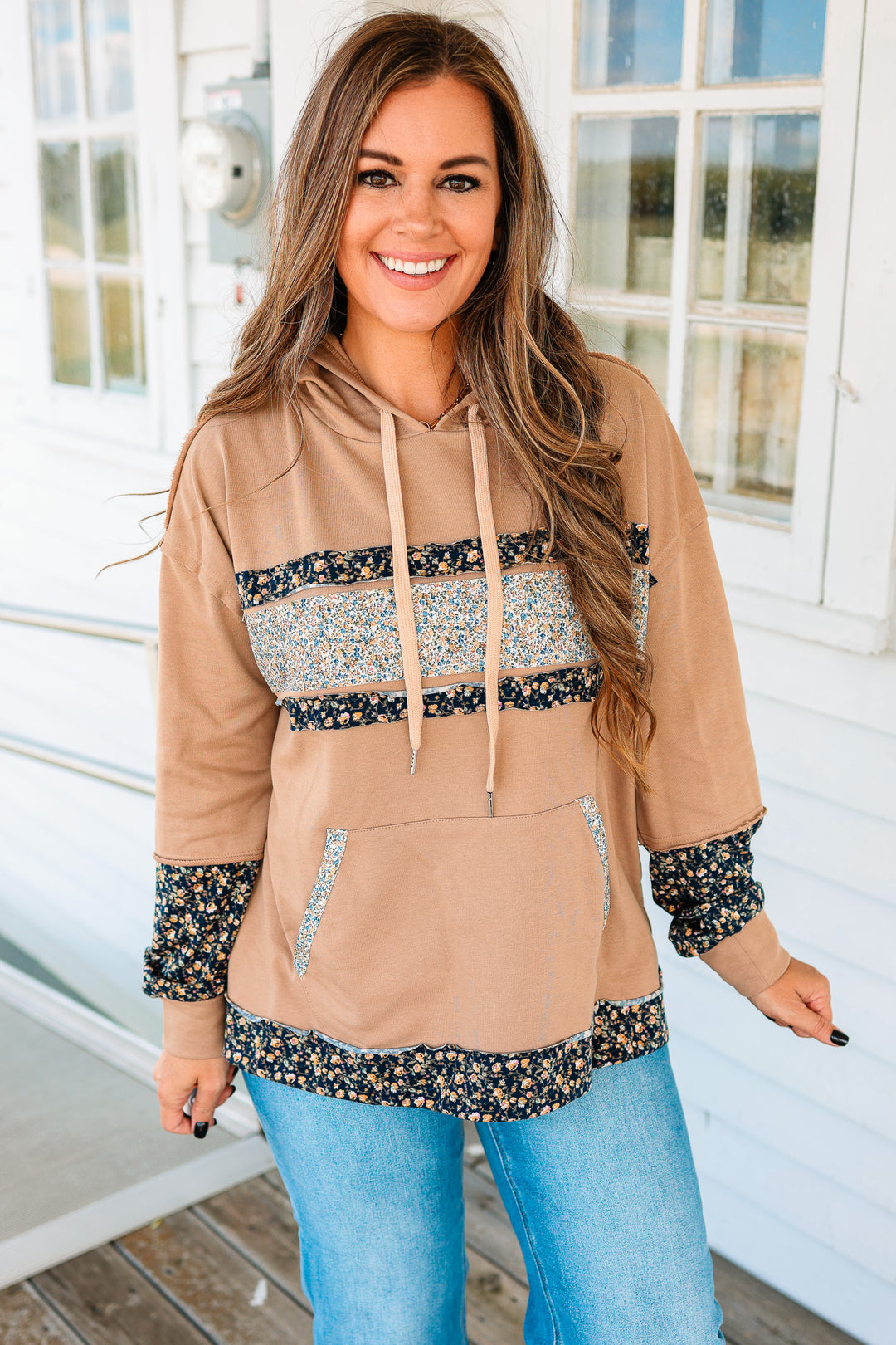 Farrah Floral Color Block Hoodie
