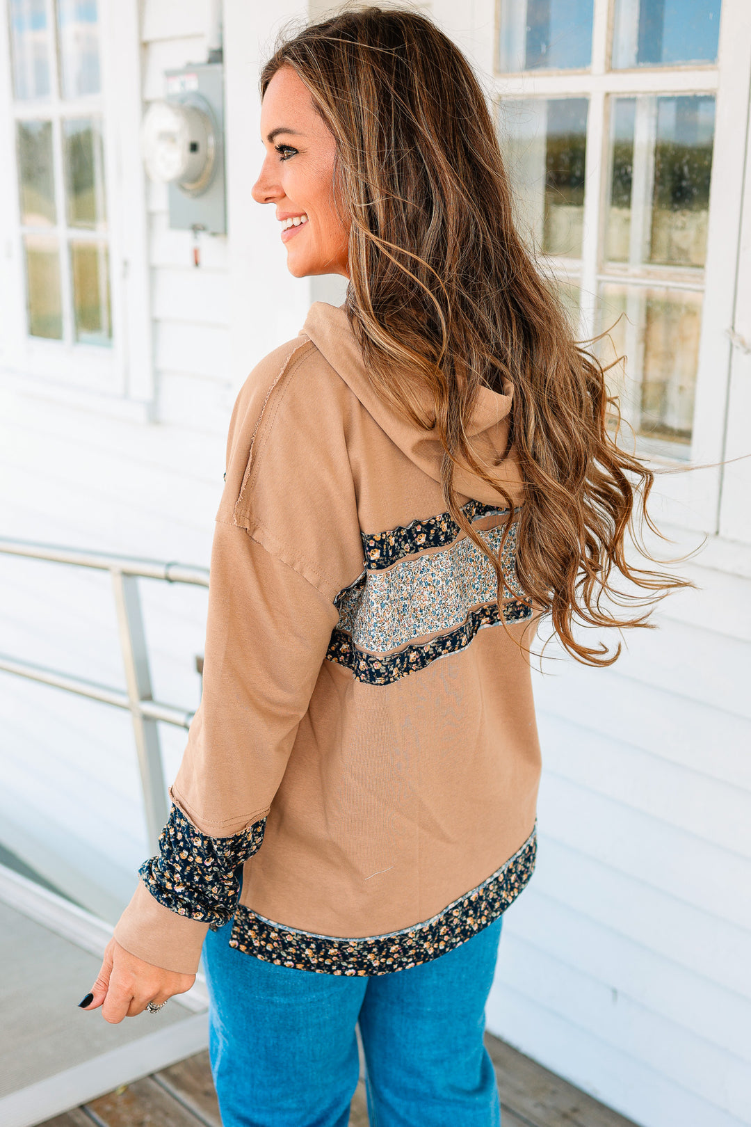 Farrah Floral Color Block Hoodie