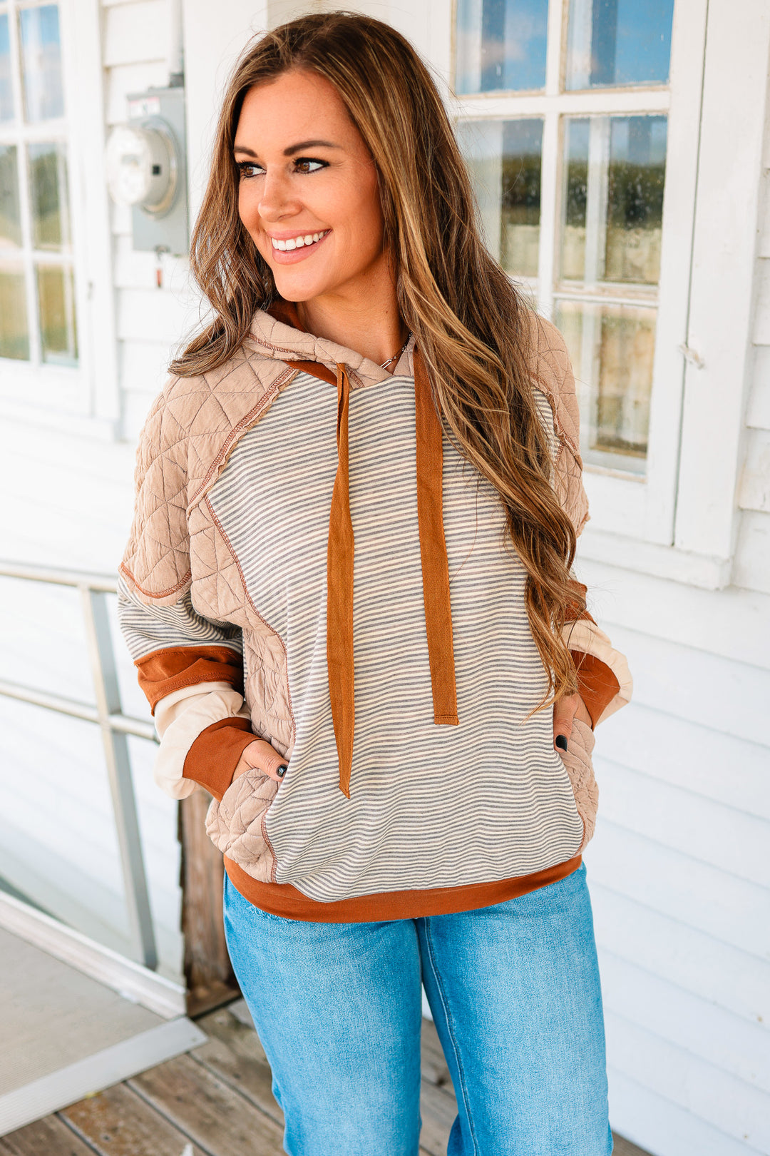 Kassie Mixed Fabric Hoodie