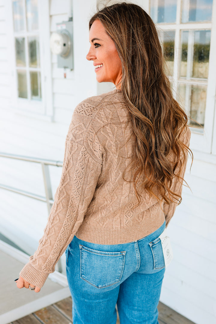 Cameryn Cable Knit Cardigan - Mocha