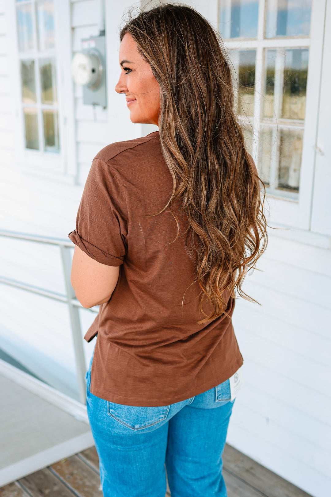 Zoie V-Neck Top - Chocolate