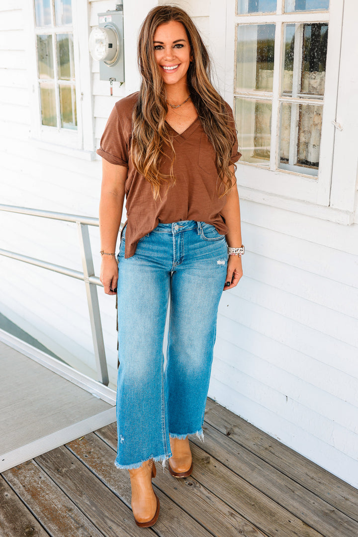 Zoie V-Neck Top - Chocolate
