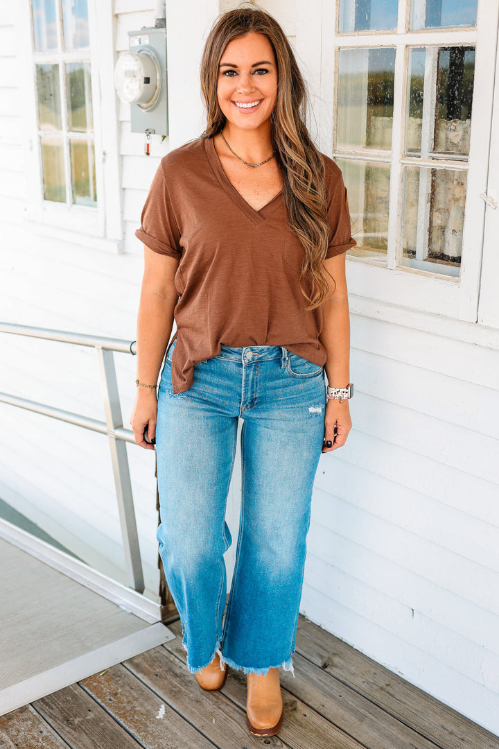 RISEN: Julien Mid Rise Crop Fray Hem Jeans