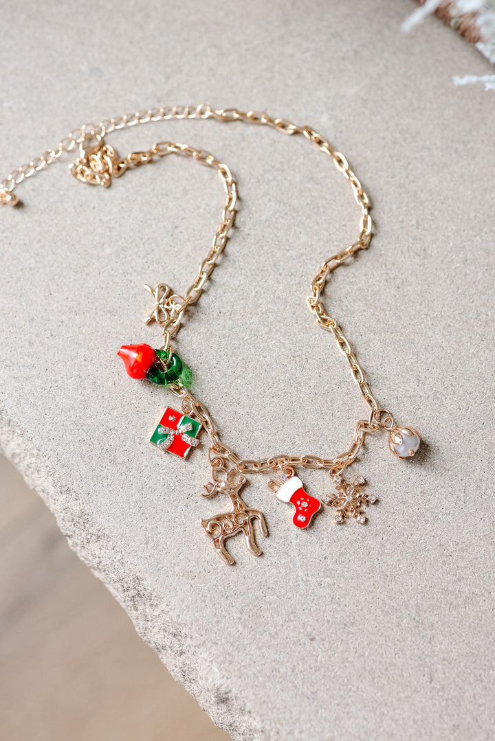 Reindeer Christmas Charm Necklace