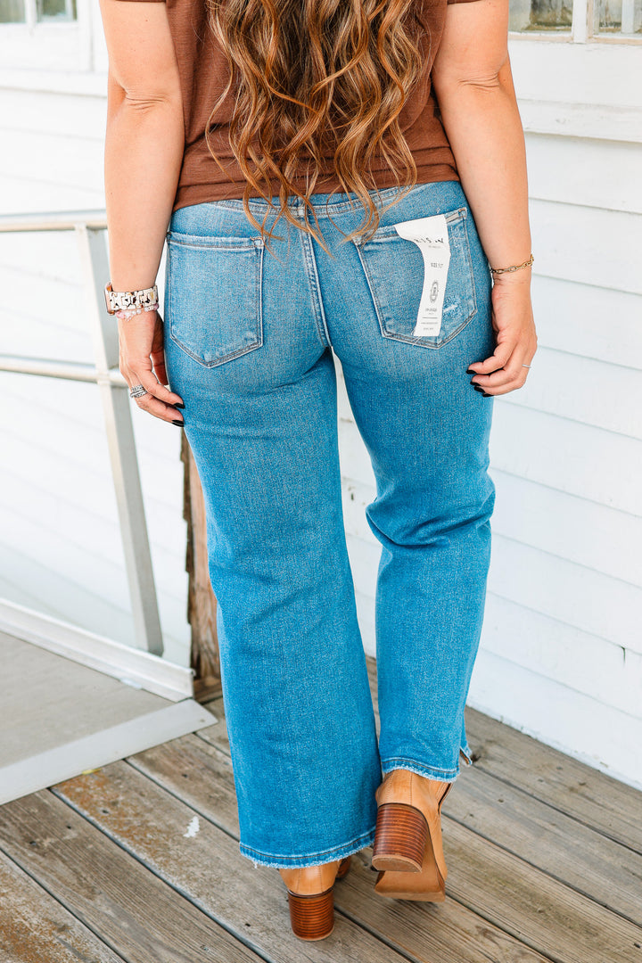RISEN: Julien Mid Rise Crop Fray Hem Jeans