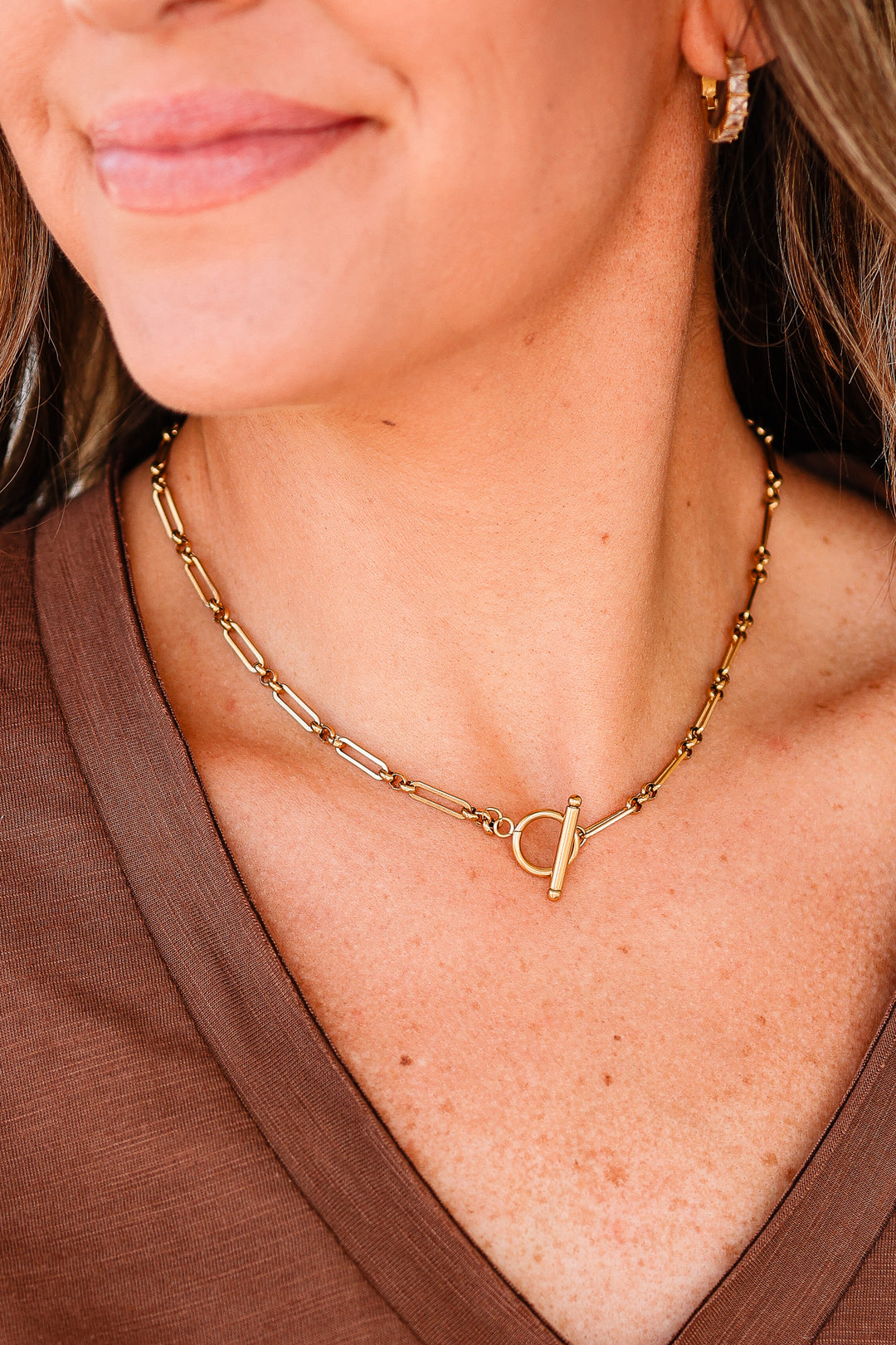 Paperclip Chain Toggle Clasp Necklace