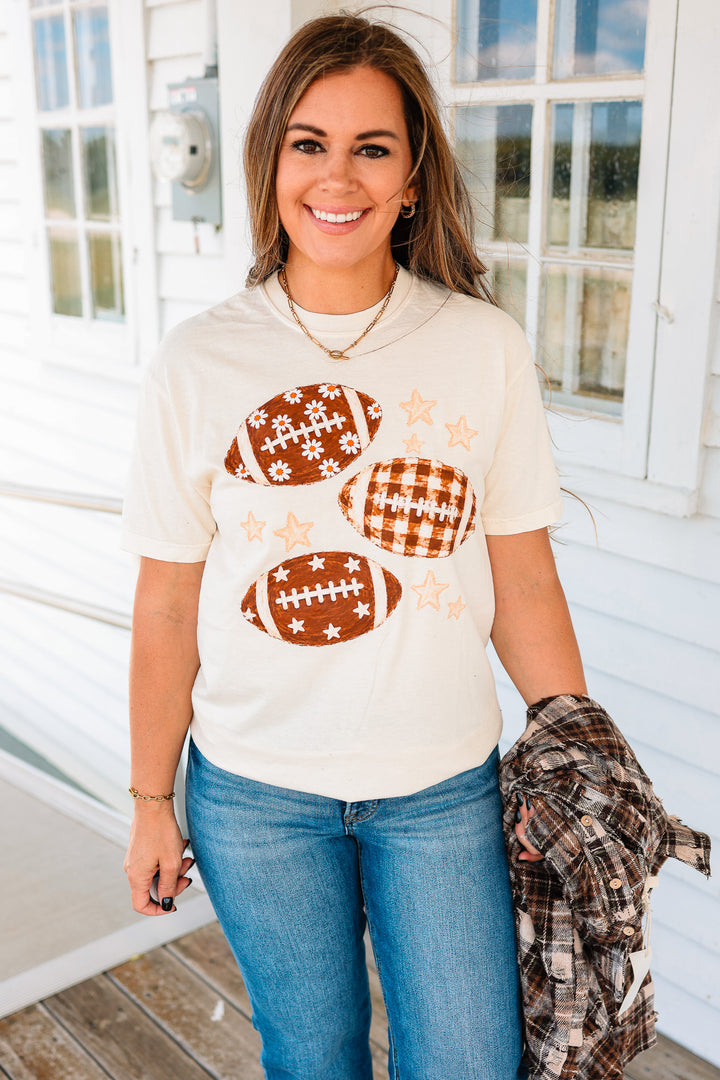 Funky Fun Footballs Graphic Tee - Ivory