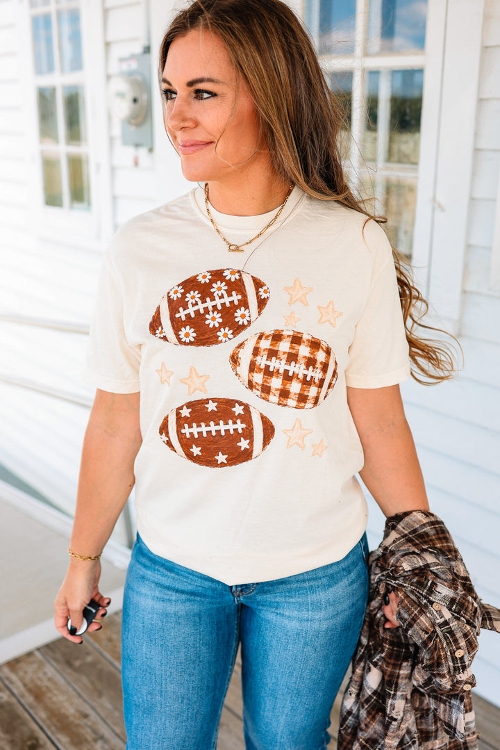 Funky Fun Footballs Graphic Tee - Ivory
