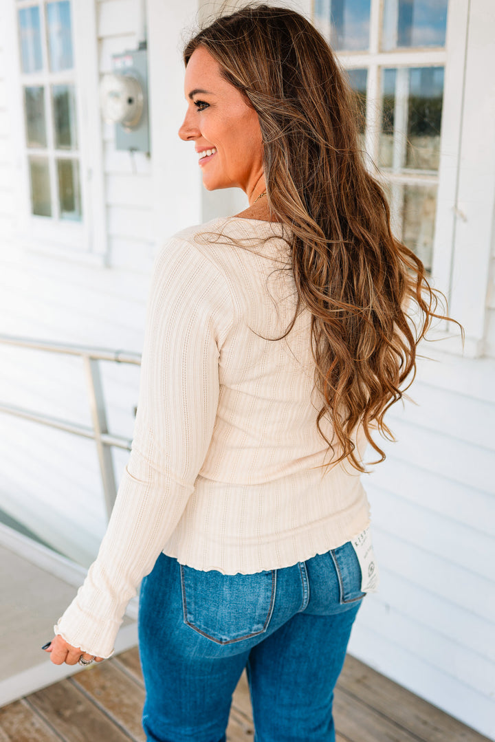 Junie Textured Ribbed Long Sleeve - Ecru