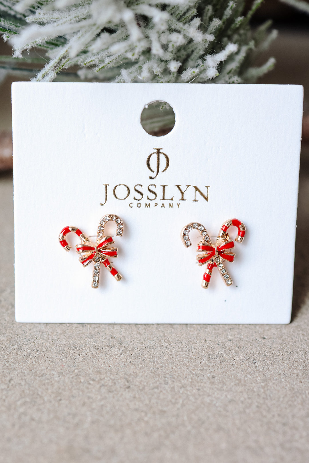 Candy Cane Rhinestone Bow Earrings