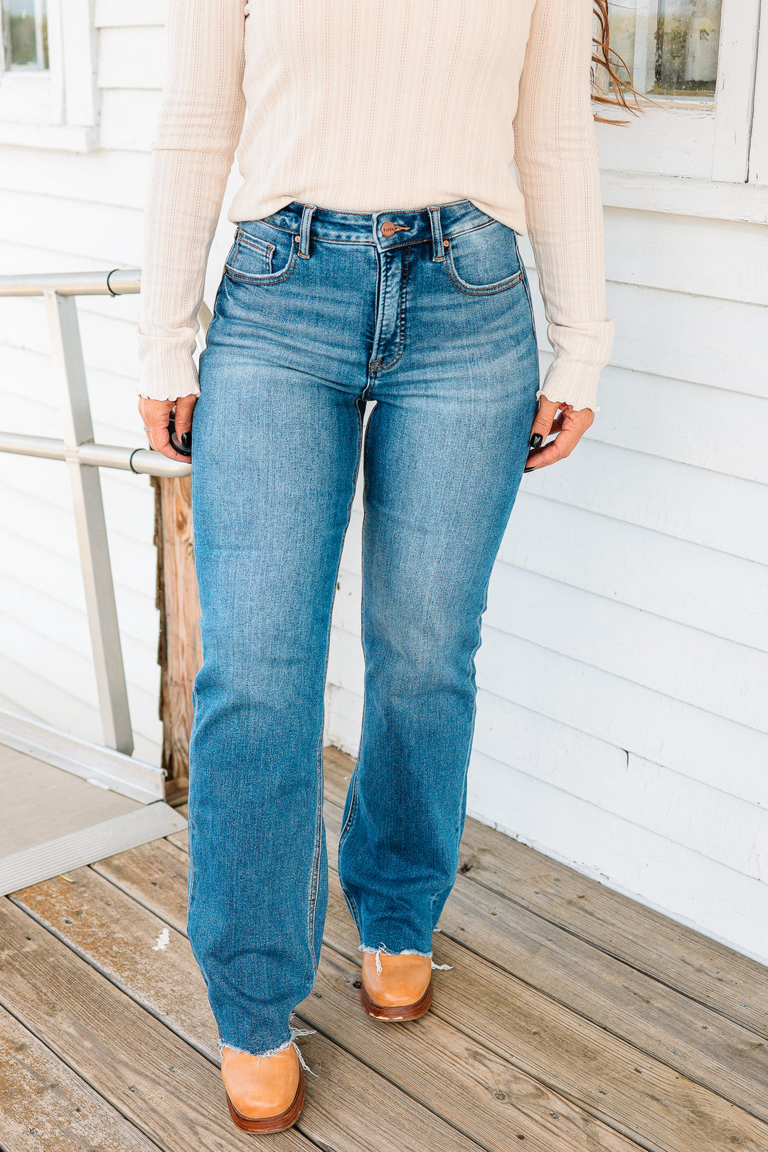 RISEN: Colby Tummy Control Wide Leg Jeans - Dark Wash