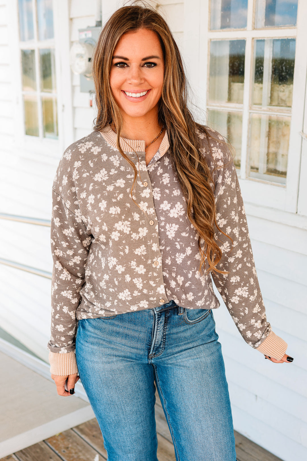 Mary Ditsy Floral Button Down Top