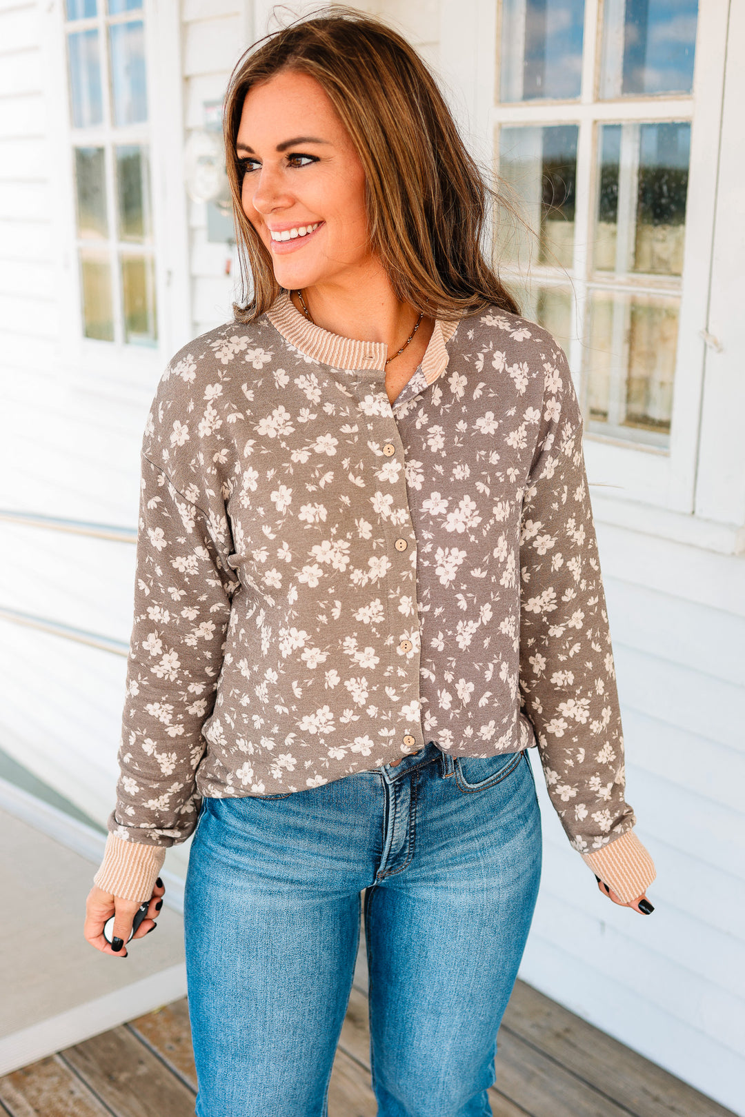 Mary Ditsy Floral Button Down Top