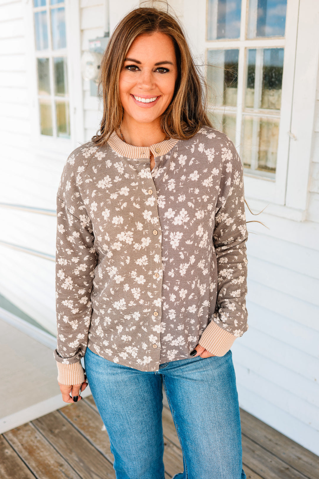 Mary Ditsy Floral Button Down Top