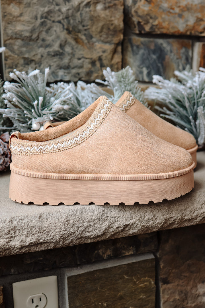 Slip On Platform Slipper - Sand