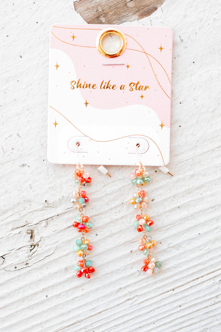 Crystal Cluster Drop Earrings – Multi Color