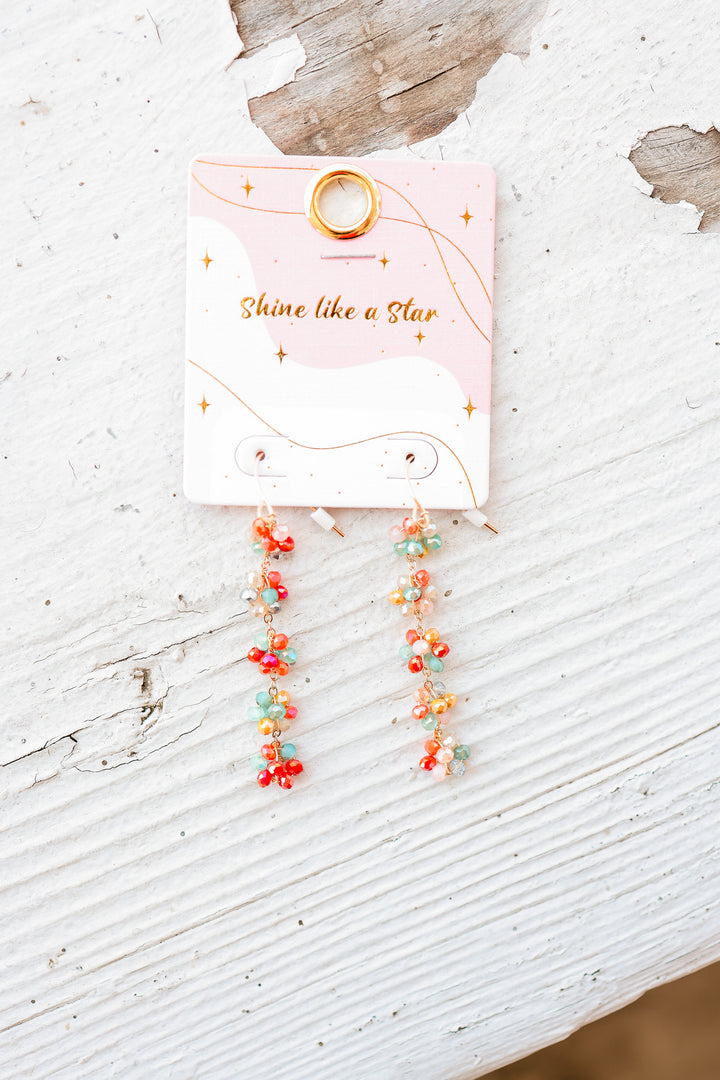 Crystal Cluster Drop Earrings – Multi Color