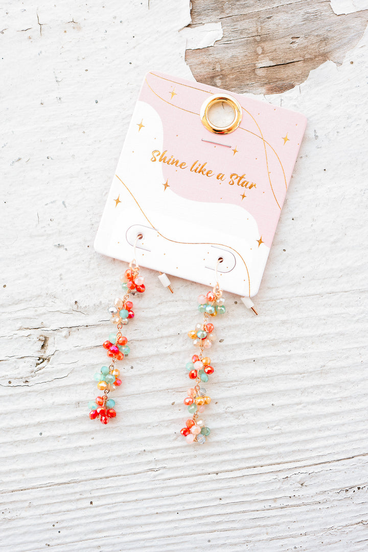 Crystal Cluster Drop Earrings – Multi Color