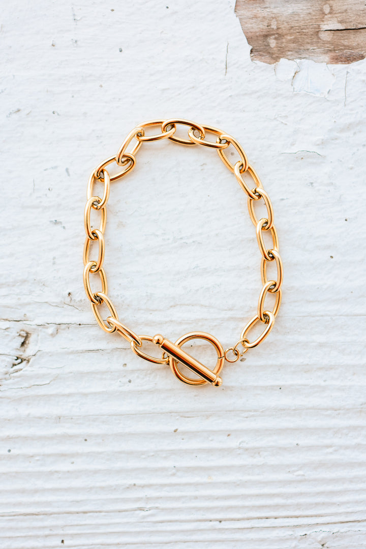 Paperclip Chain Toggle Clasp Bracelet