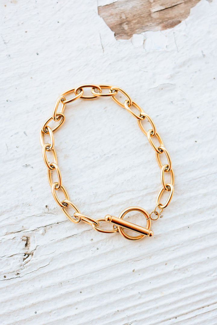 Paperclip Chain Toggle Clasp Bracelet