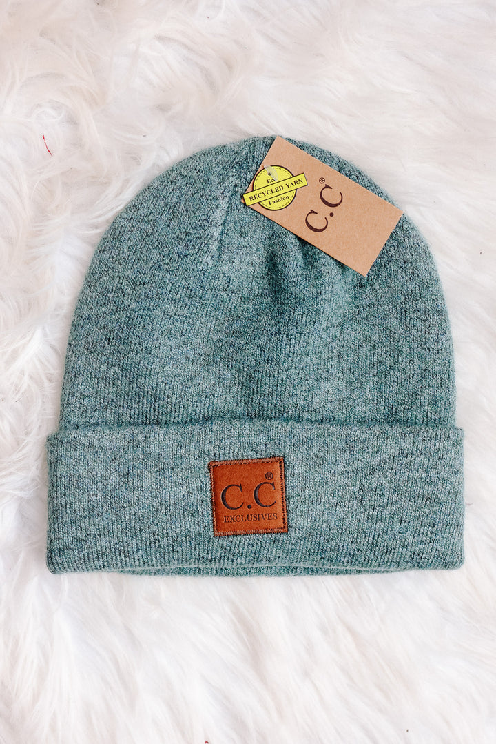 Heather Knit Classic Beanie Hat - Heather Forest