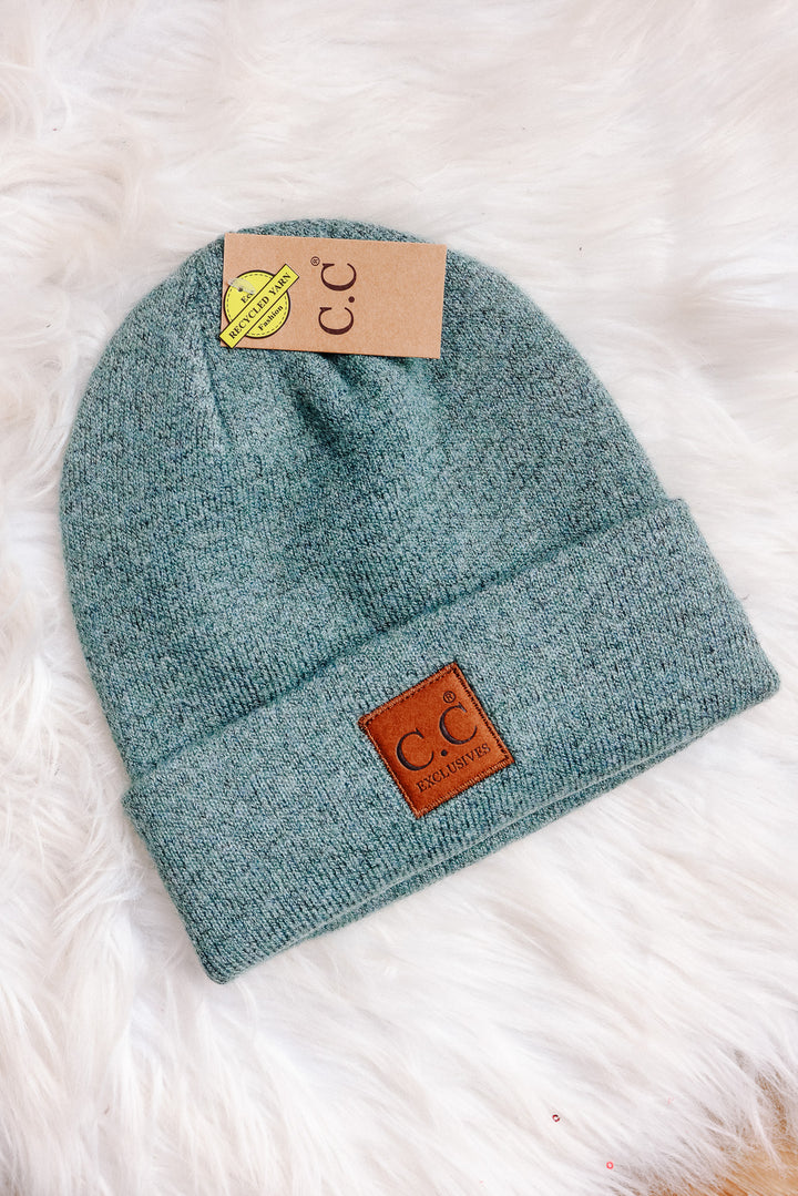 Heather Knit Classic Beanie Hat - Heather Forest