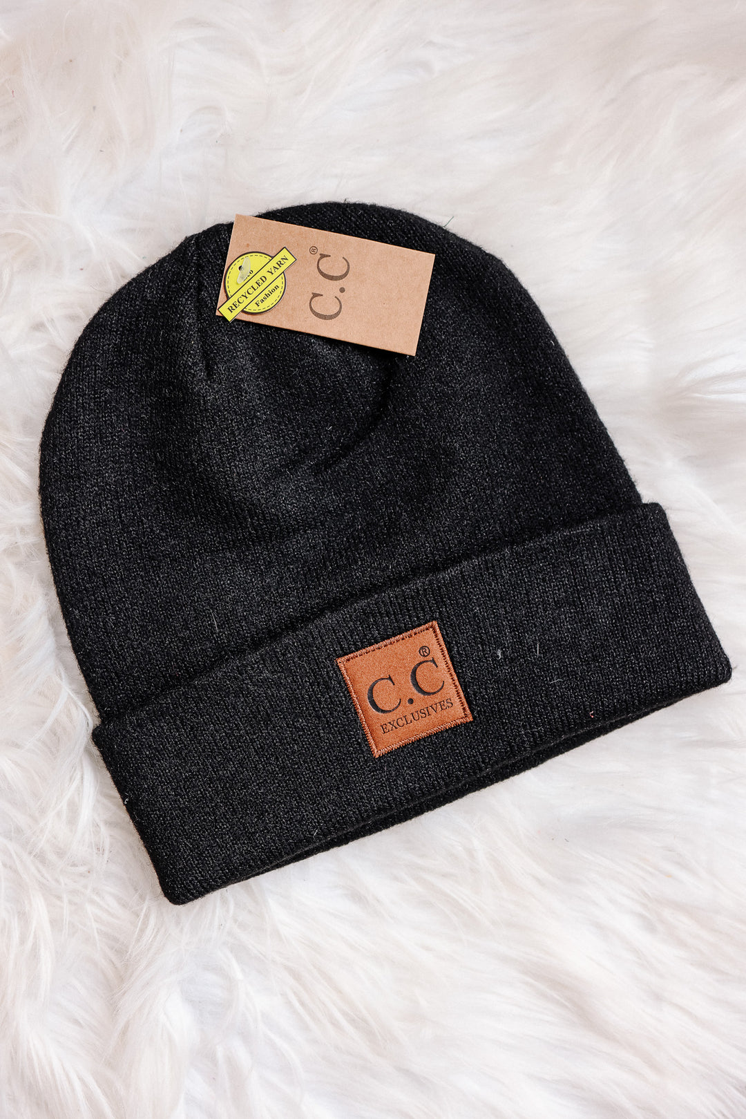 Heather Knit Classic Beanie Hat - Black