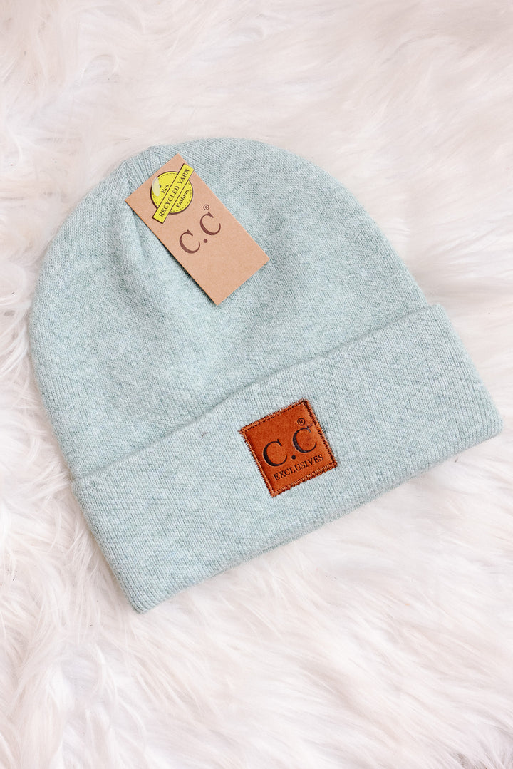 Heather Knit Classic Beanie Hat - Heather Mint