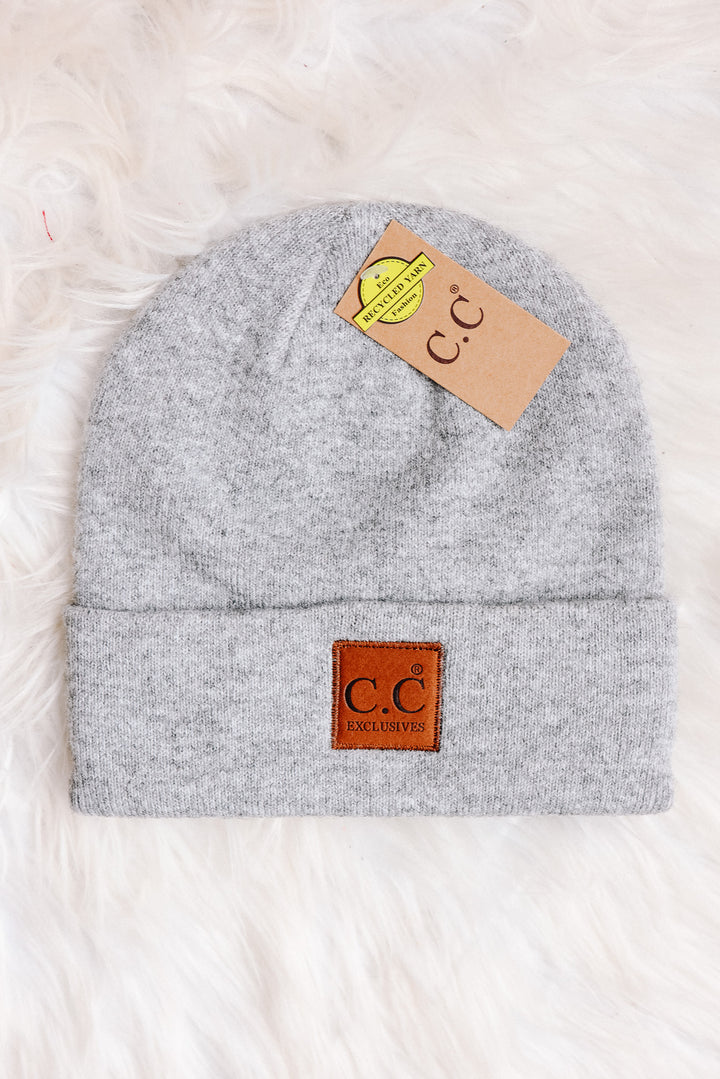 Heather Knit Classic Beanie Hat - Heather Light Melange Grey