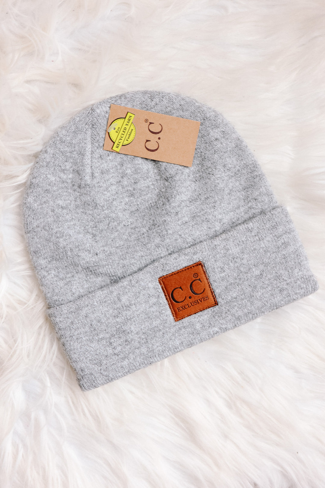 Heather Knit Classic Beanie Hat - Heather Light Melange Grey