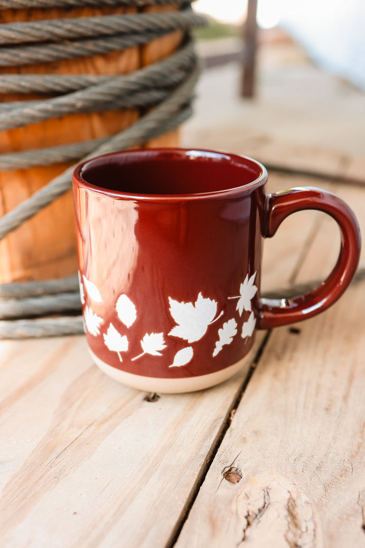 Brown Fall Leaves Stoneware Mug