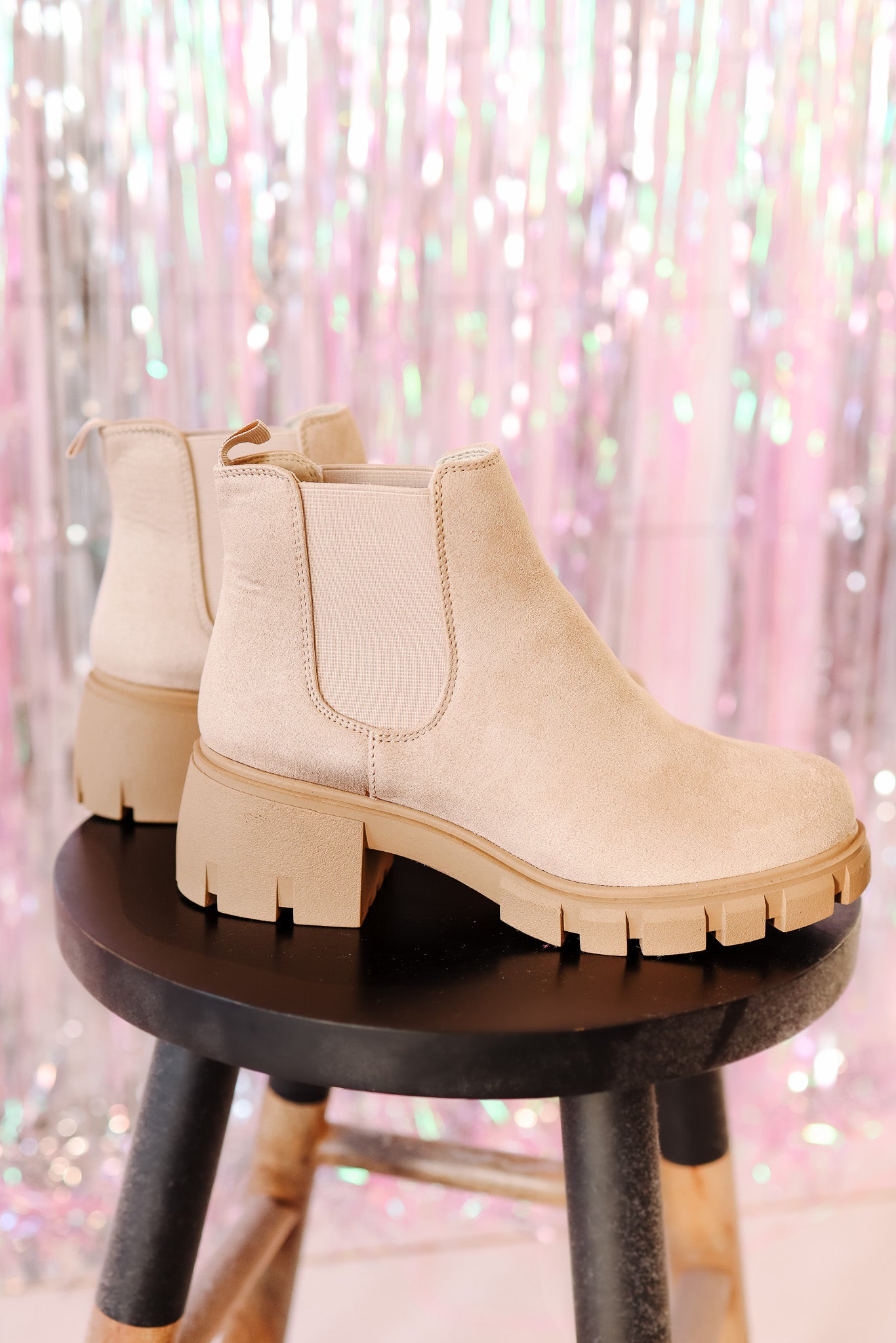 Chunky Lug Sole Chelsea Ankle Boot - Wheat