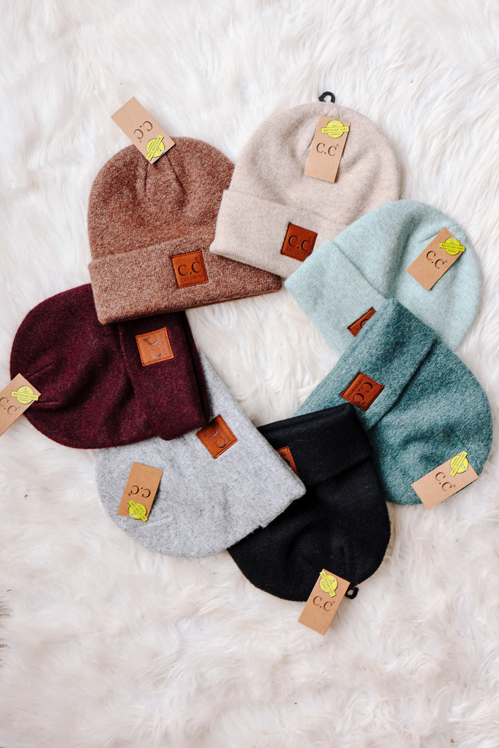 Heather Knit Classic Beanie Hat - Heather Cacao