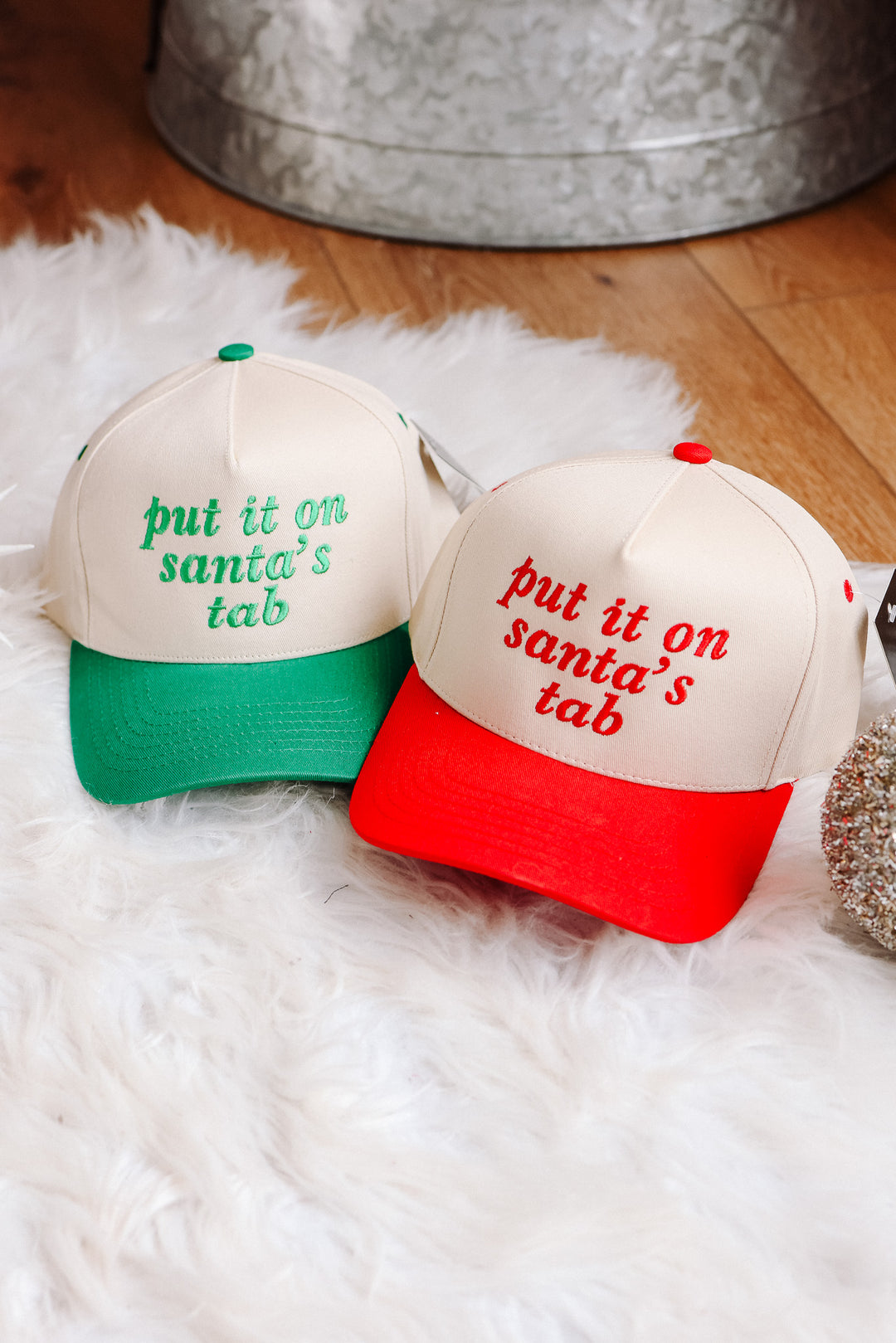 Put It On Santa's Tab Hat - Red & Green