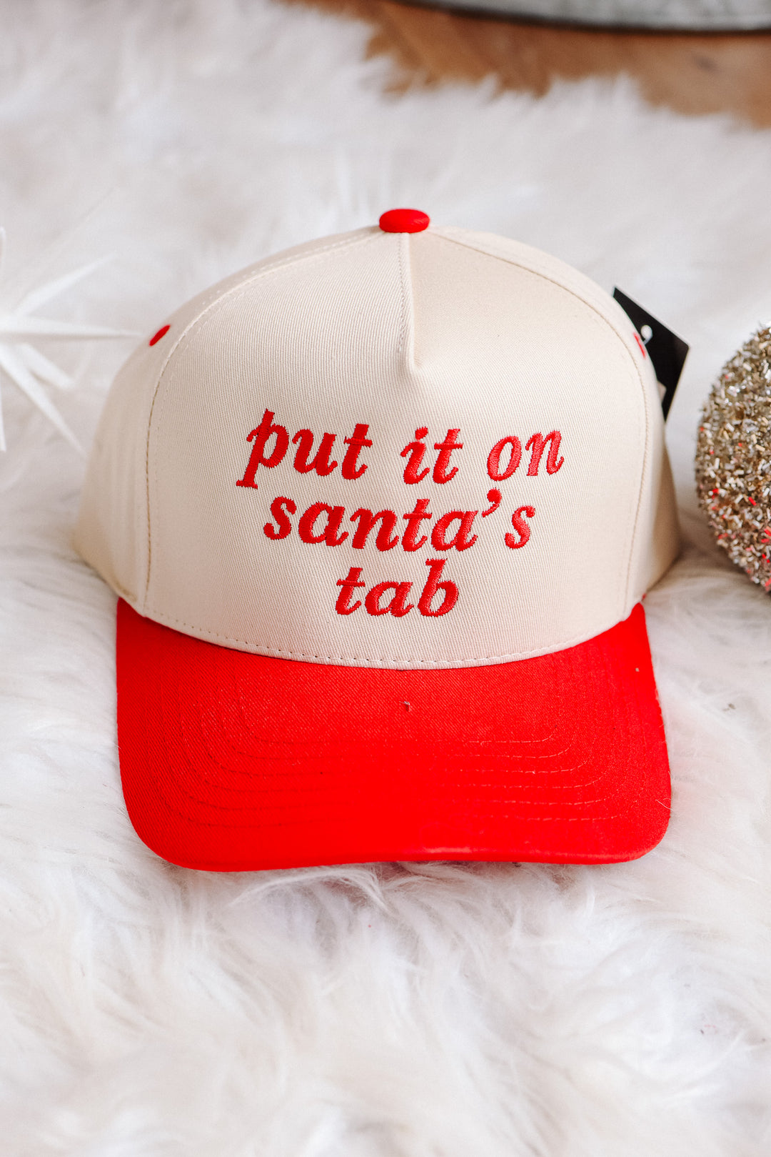Put It On Santa's Tab Hat - Red & Green