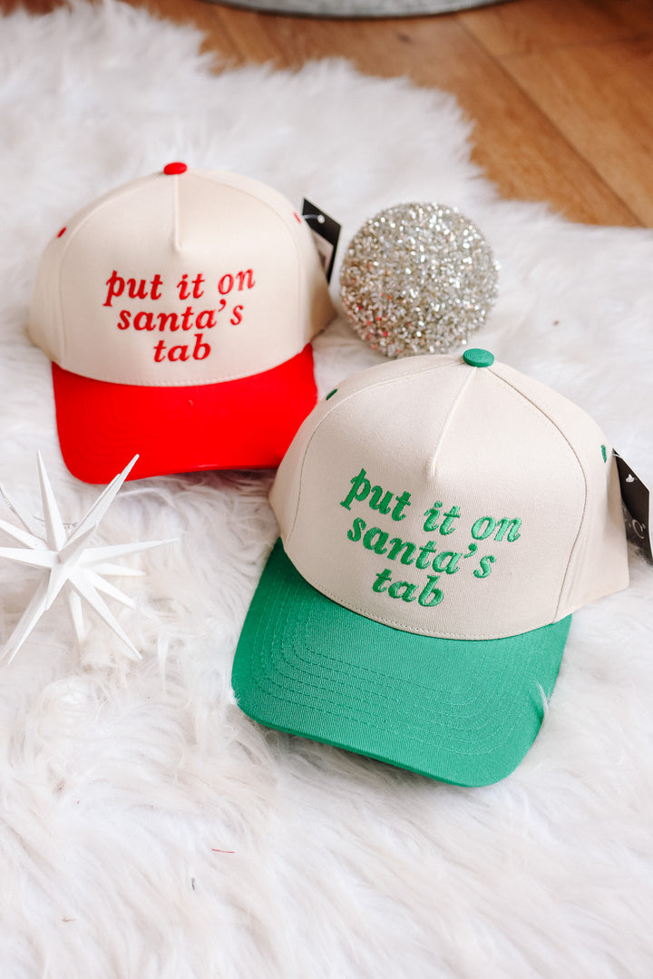 Put It On Santa's Tab Hat - Red & Green