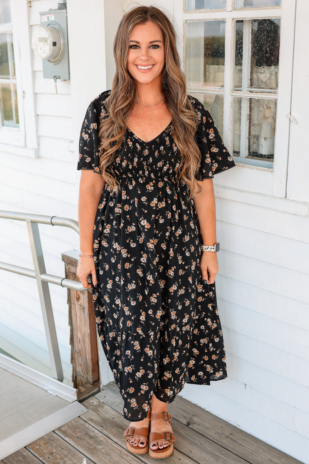 Emily Flutter Sleeve Floral Dress
