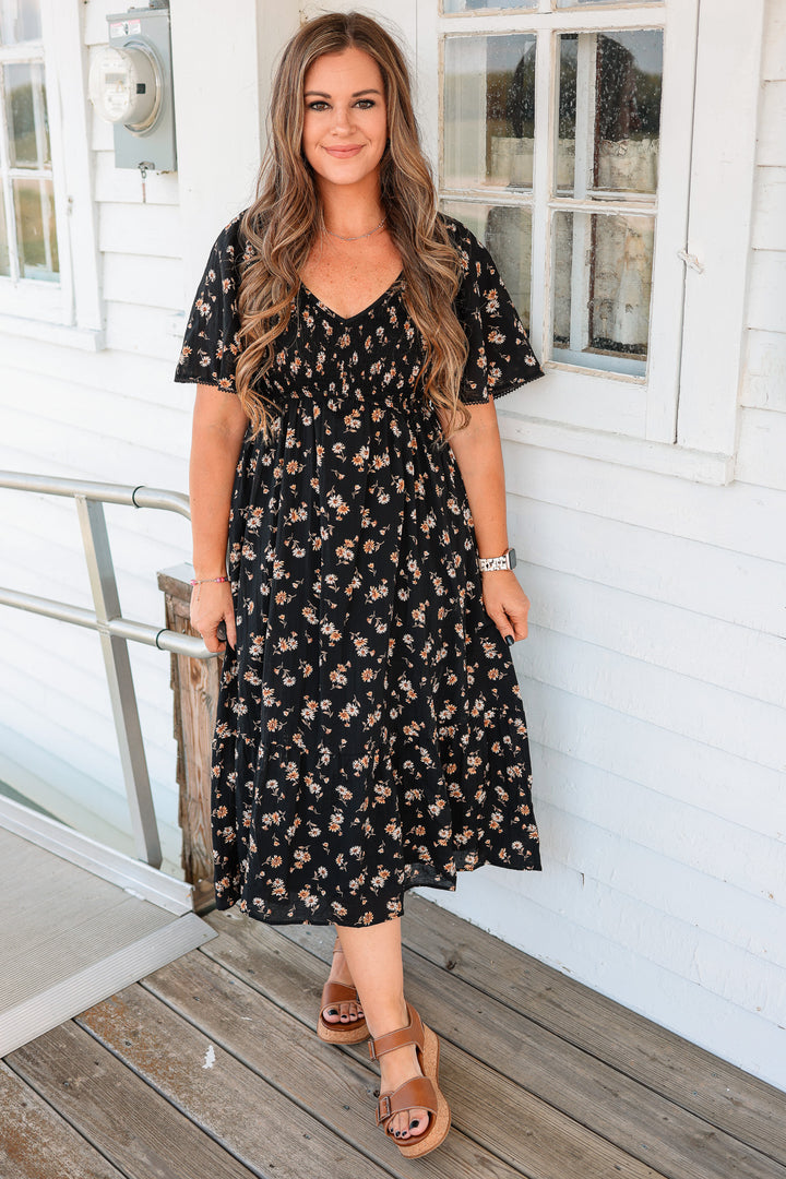 Emily Flutter Sleeve Floral Dress