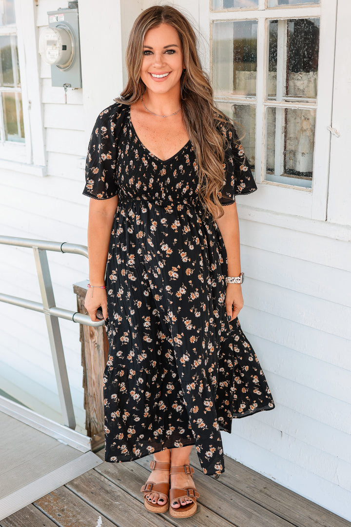Emily Flutter Sleeve Floral Dress